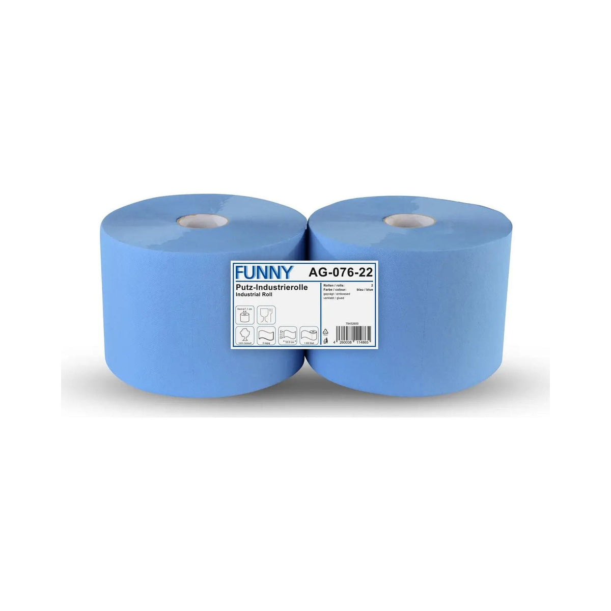 Funny Industriepapierrolle 2-lagig blau 1000 Blatt