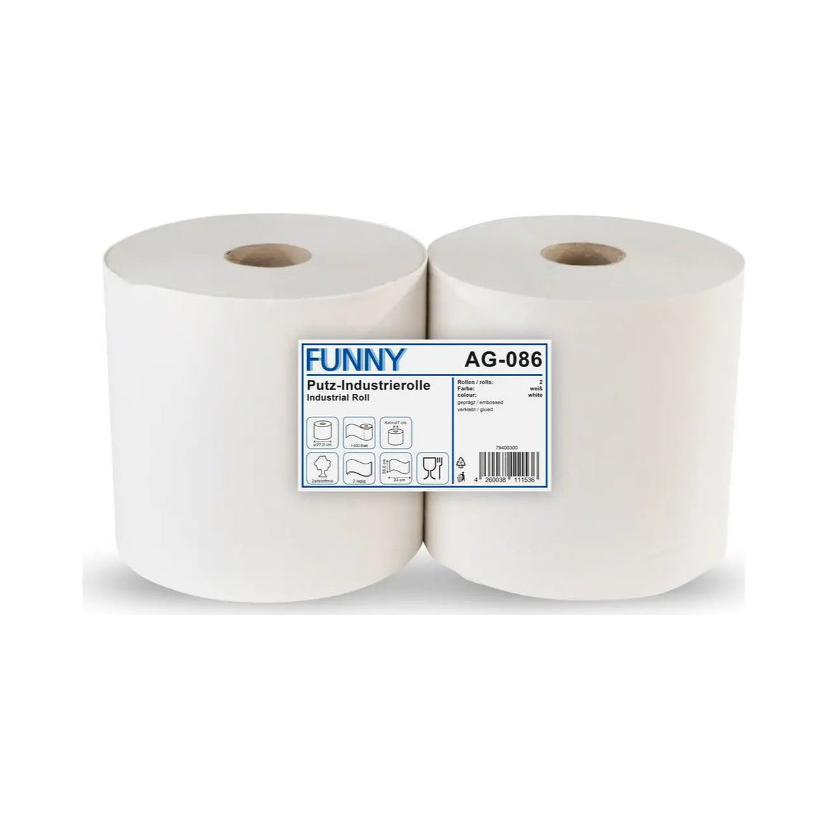 Funny Putzpapierrolle 2-lagig weiß Zellstoffmix 1000 Blatt