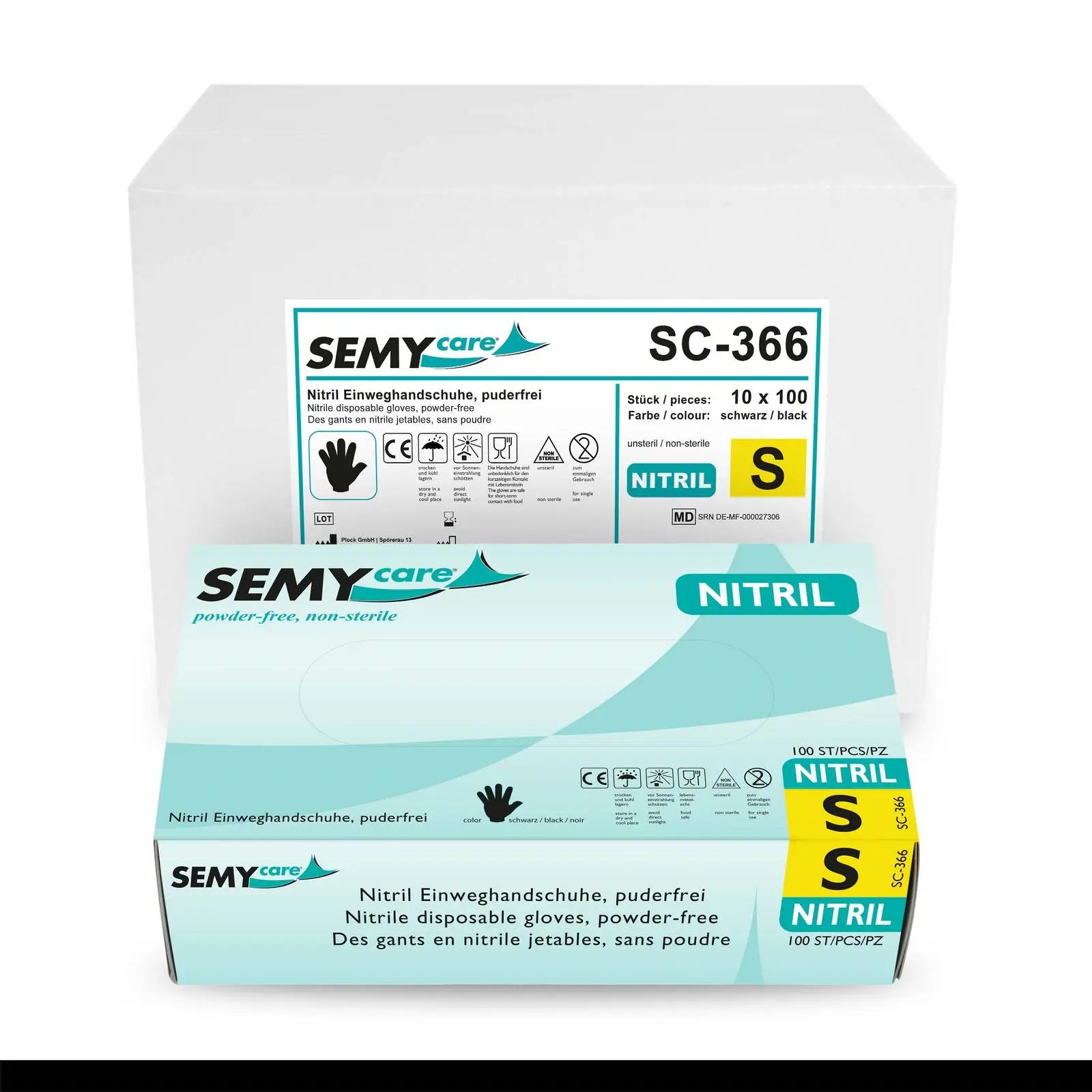 Nitril Einweghandschuhe, schwarz, puderfrei