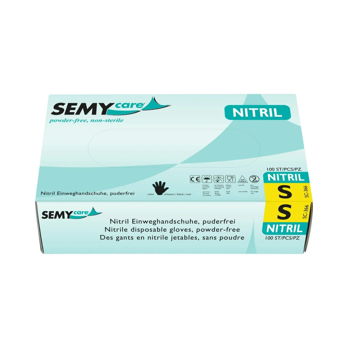 Semycare Nitril-Einweghandschuhe schwarz puderfrei