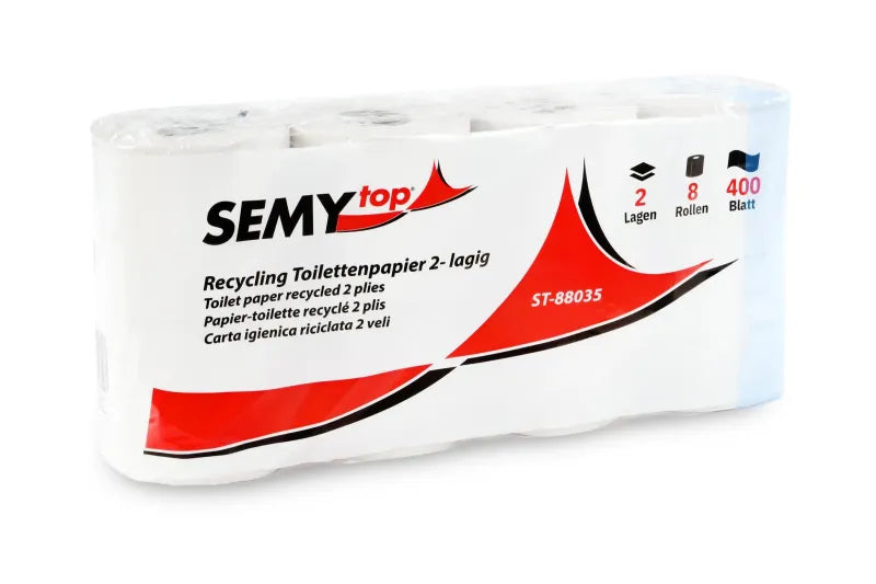SemyTop Toilettenpapier 2-lagig, 400 Blatt, recycling grau, 7 x 8 Rollen
