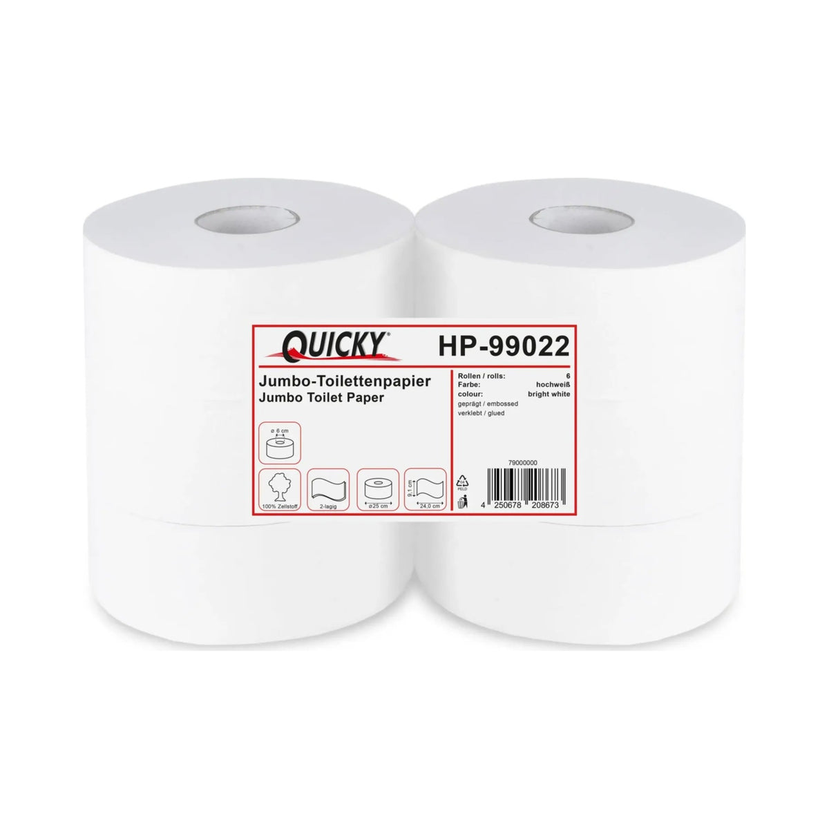 Quicky Jumbo-Toilettenpapier Großrolle 25 cm