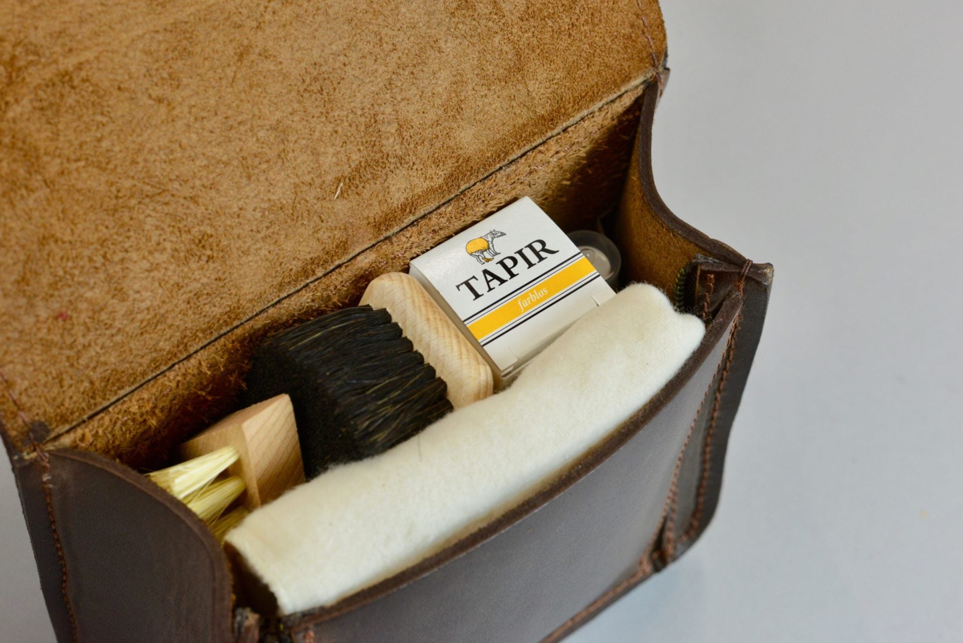 Schuhpflege Reiseset aus Leder