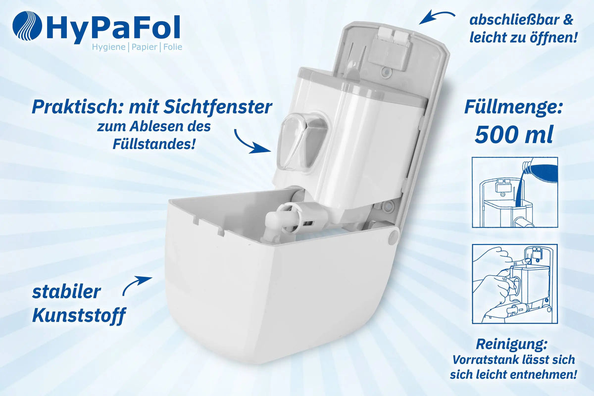SemyTop Seifenspender 500 ml, weiß, nachfüllbar