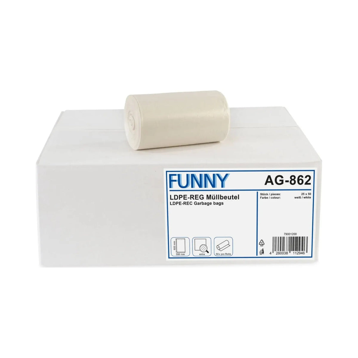 Funny Müllbeutel weiß 30 l, 1250 Stück