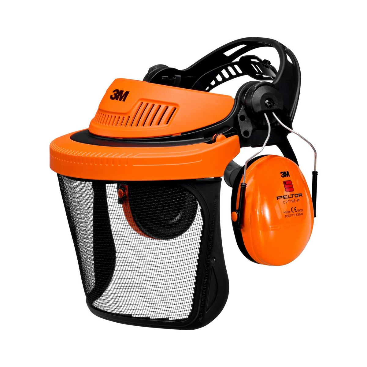 3M Peltor G500 Helmset orange mit Gehör- und Gesichtsschutz