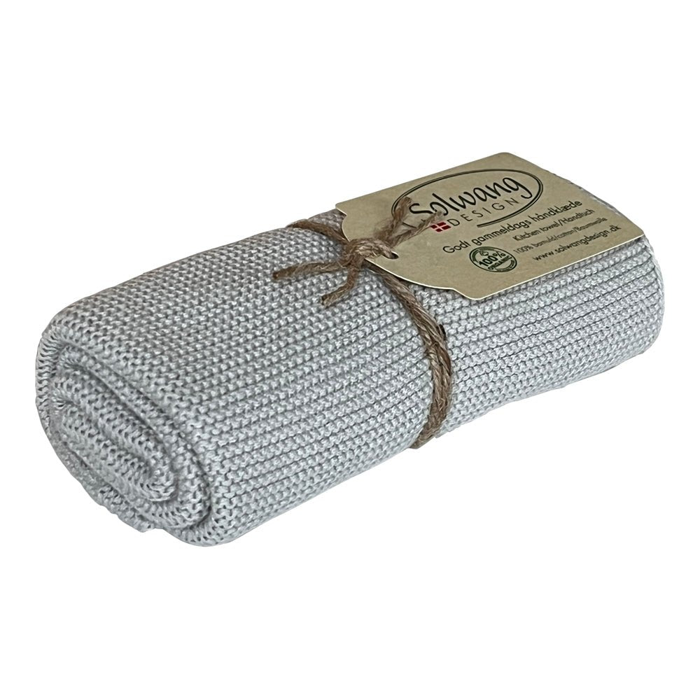 Gestricktes Gästehandtuch und Küchentuch "Helles Aschengrau BIO" - Flexgreen GmbH