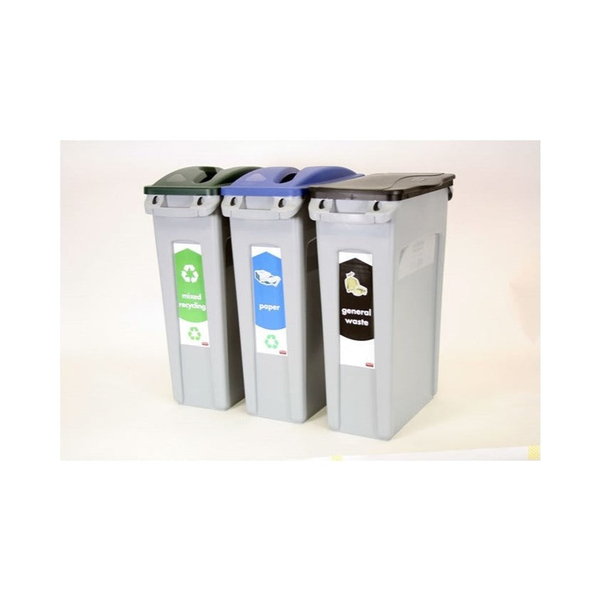 Rubbermaid Slim Jim Recycling-Starterpaket für 3 Abfallarten +